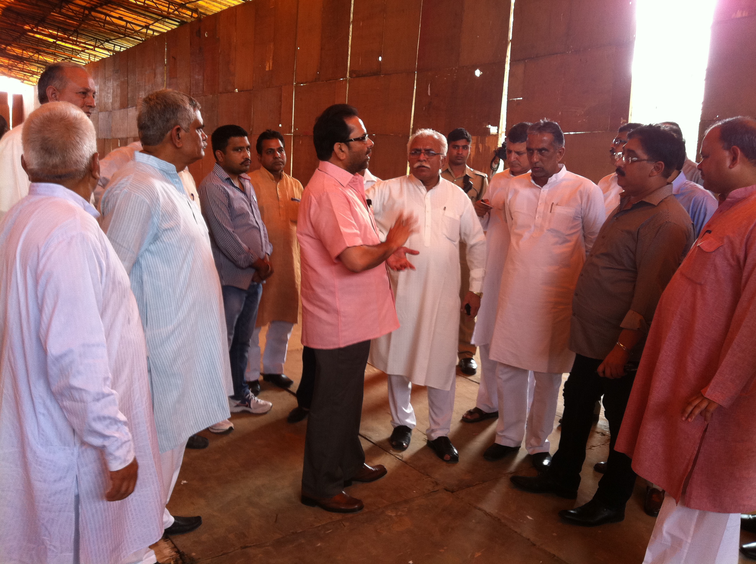 Shri Mukhtar Abbas Naqvi during a inspection visit to the site of National Executive Meeting from 26th September 2012 at Surajkund, Faridabad, Haryana on September 17, 2012