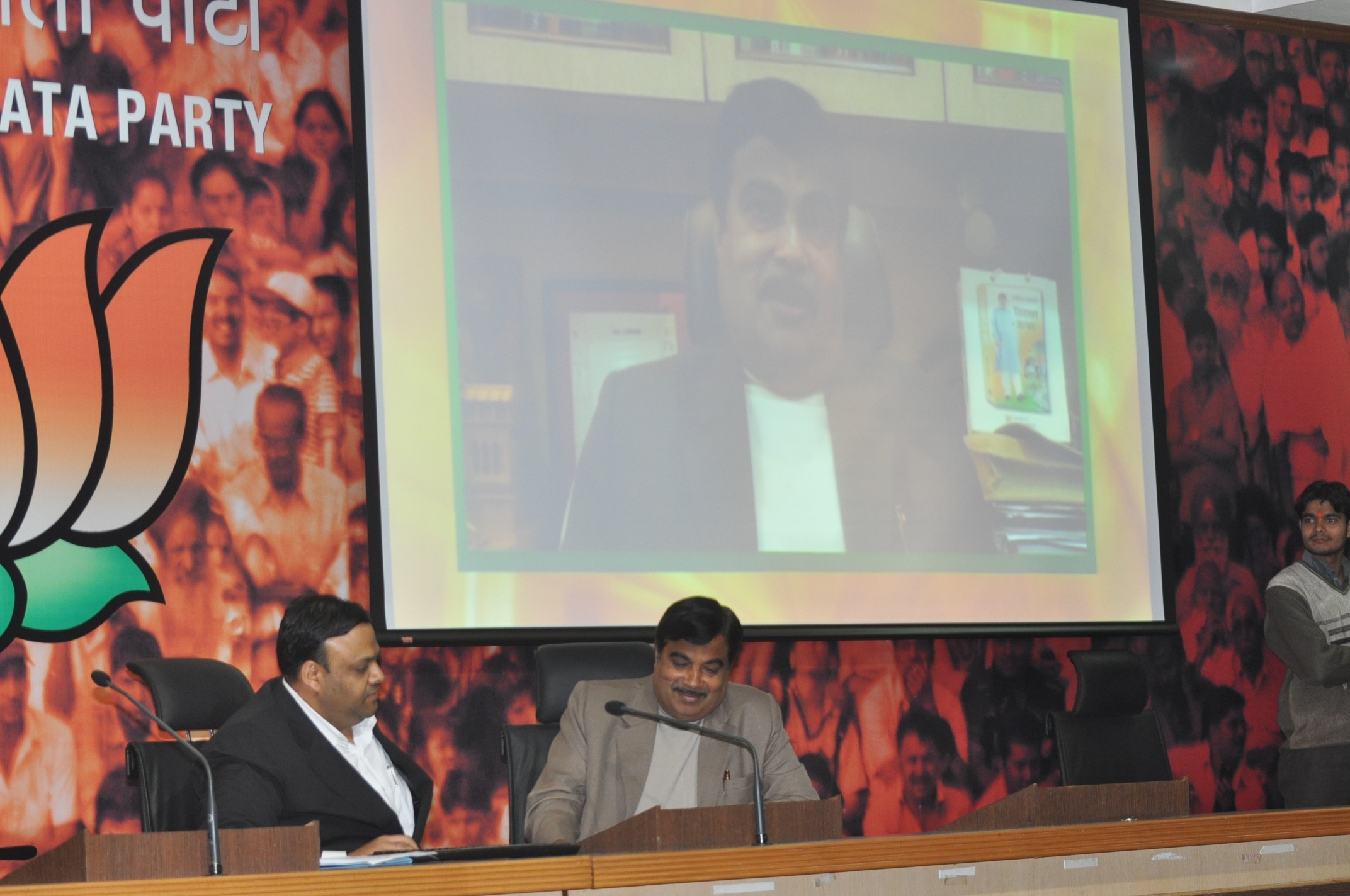 BJP National President Shri Nitin Gadkari announces the launch of Yuva - An Internet TV channel at 11, Ashoka Road, on February 09, 2012