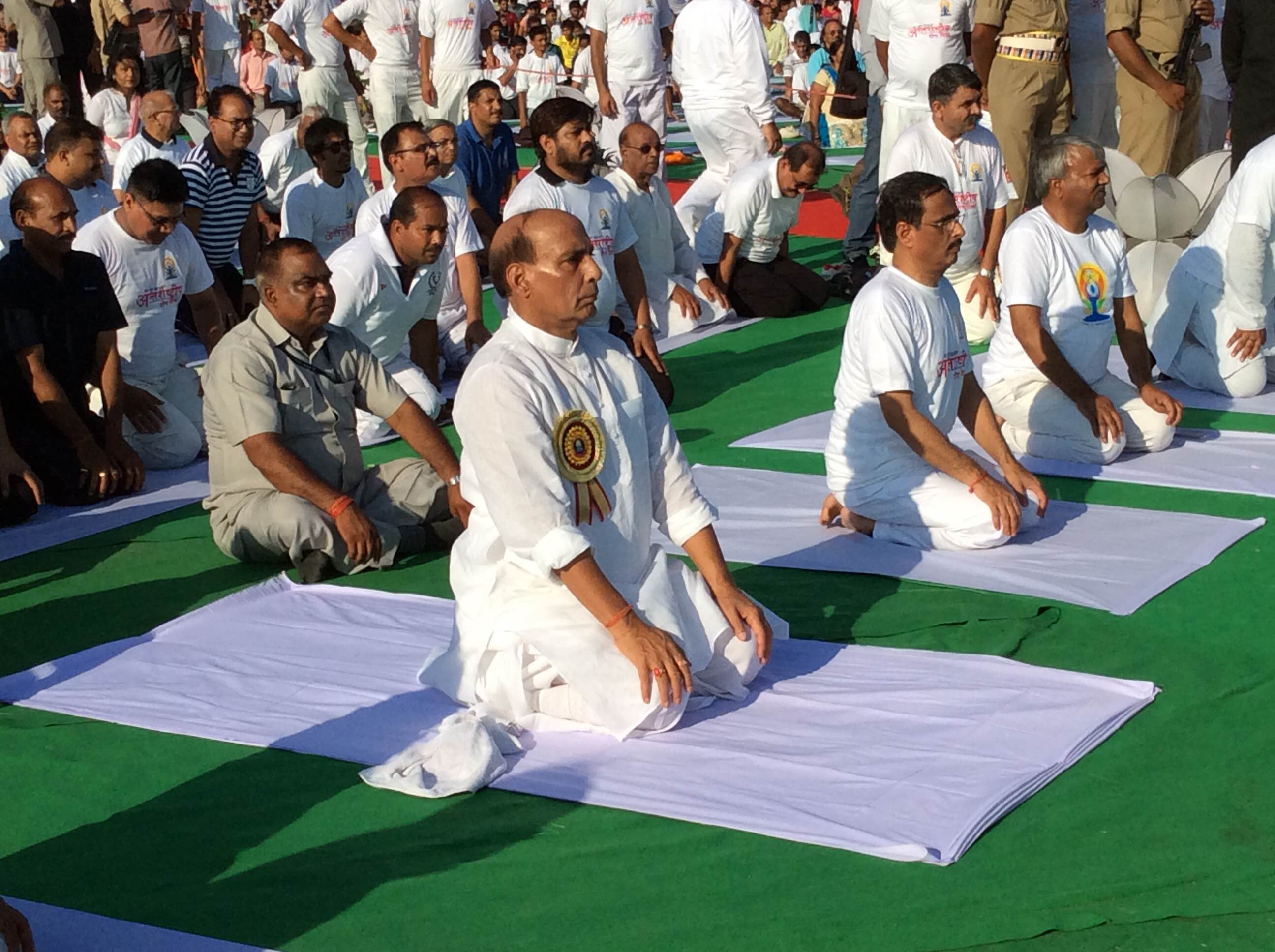 Minister for Home Affairs, Shri Rajnath Singh on "International Yoga Day" at Lucknow on June 21, 2015