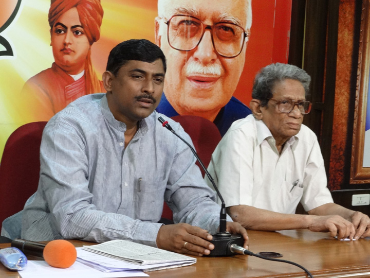 BJP National Secreatary addressing a press conference at Andhra Pradesh on July 11, 2012