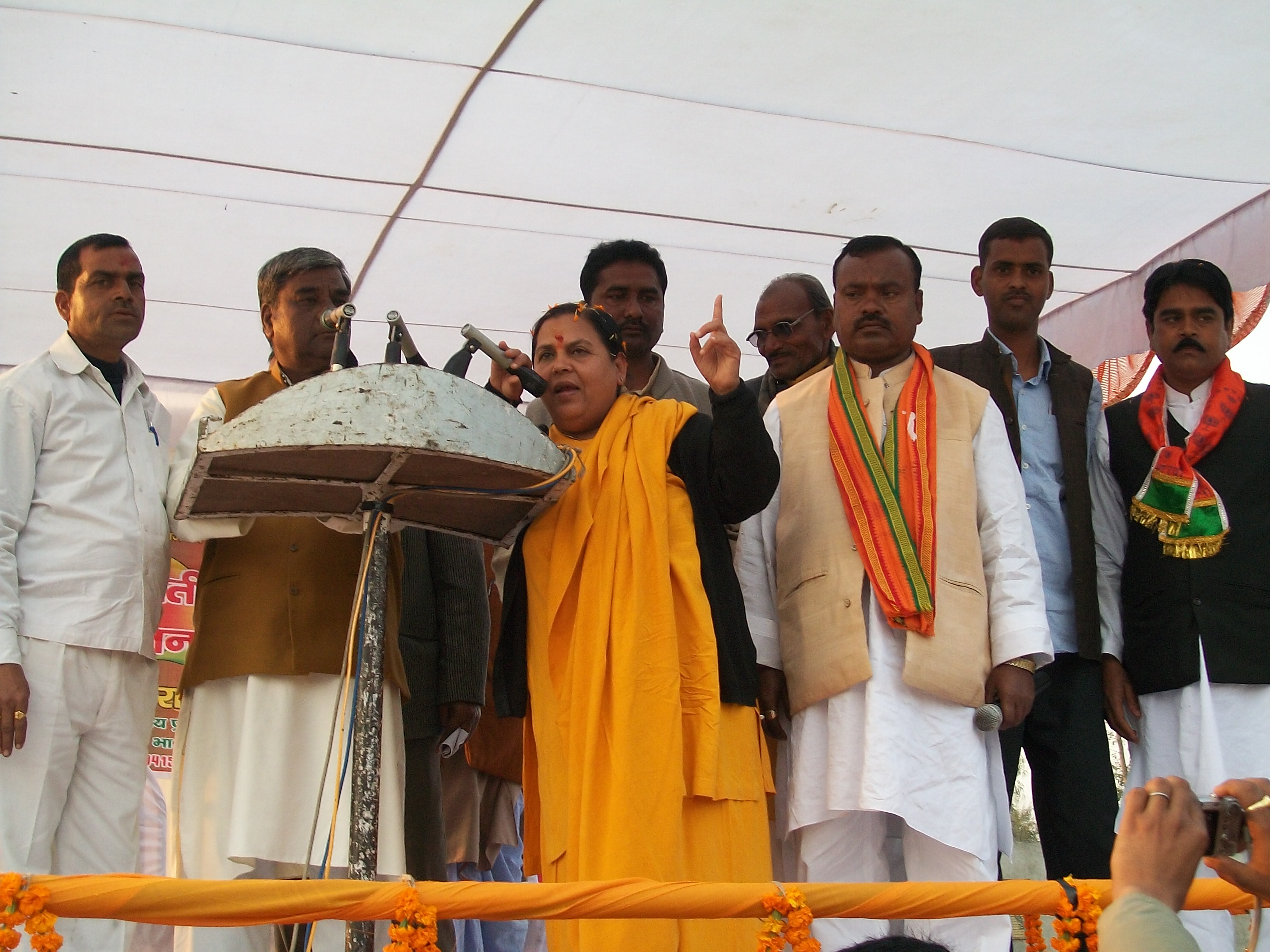 Sushree Uma Bharti addressing public meeting at Sitapur during UP Assembly Election on February 05, 2012