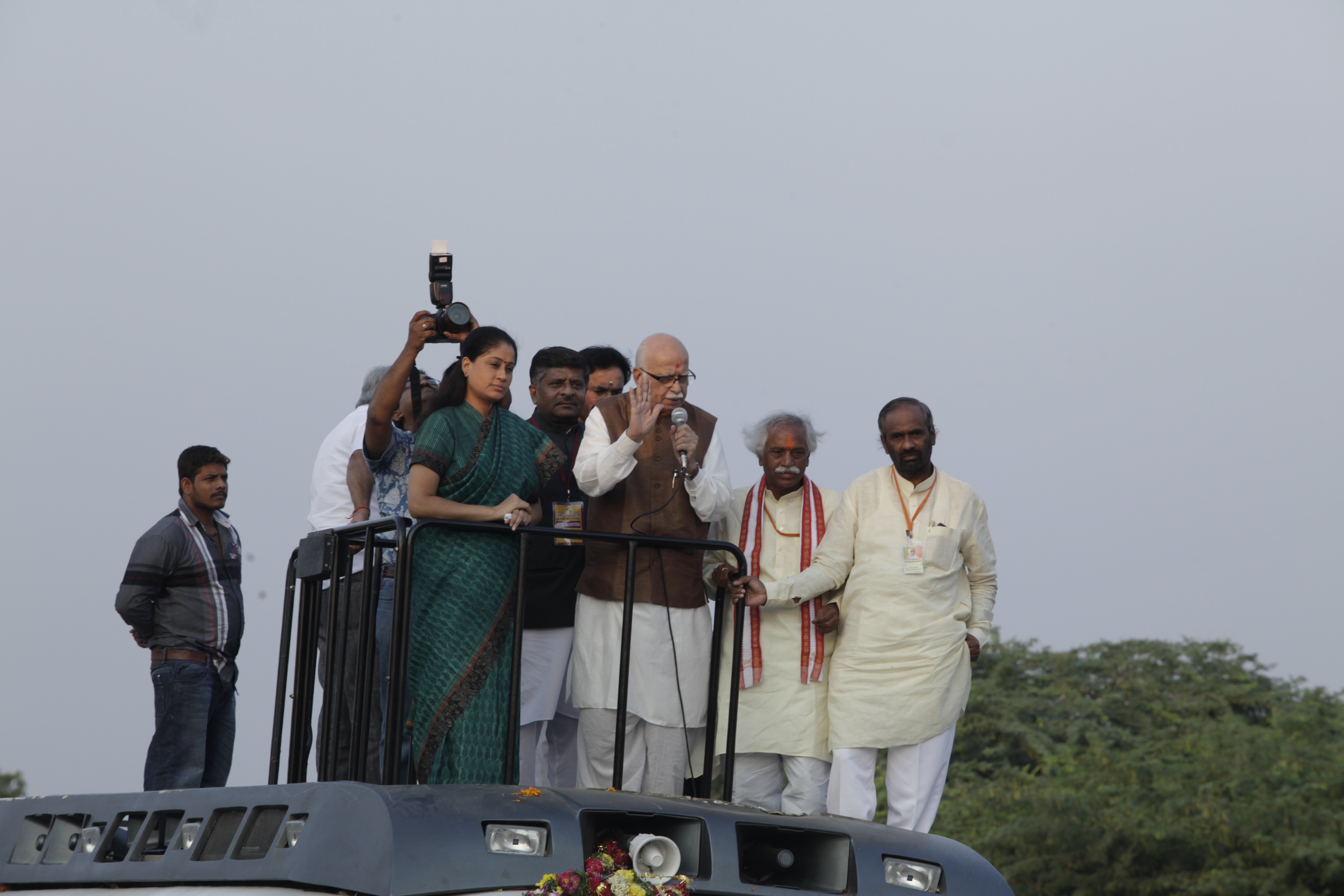 Shri L.K. Advaniji addressing a public meeting during Jan Chetana Yatra at Pragnapur (Andhra Pradesh) on October 19, 2011