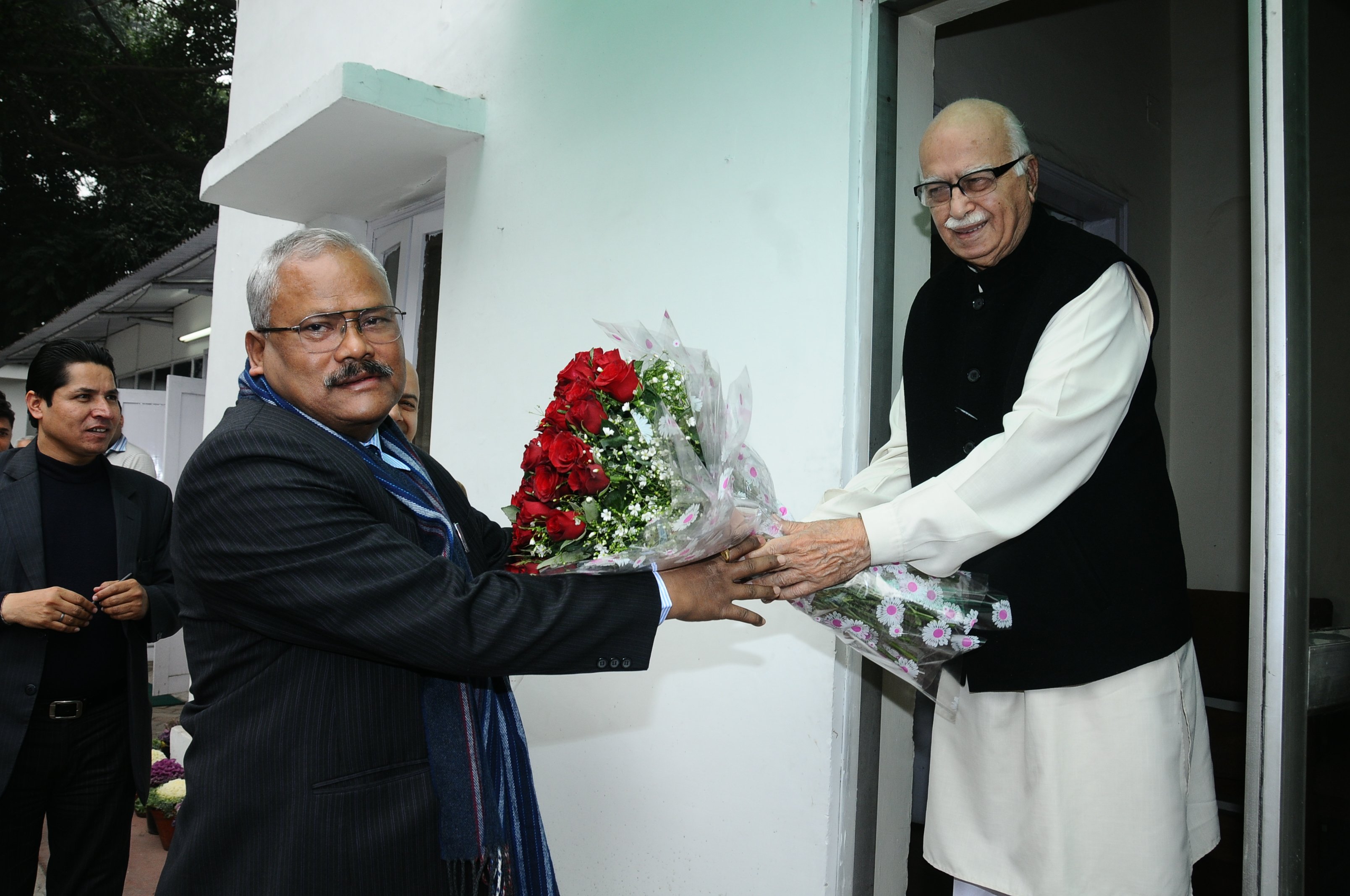 Nepal Deputy PM, Shri Bijaya Kumar Gachchhadar meet Shri L.K. Advani at 30, Prithviraj Road, New Delhi on January 20, 2012