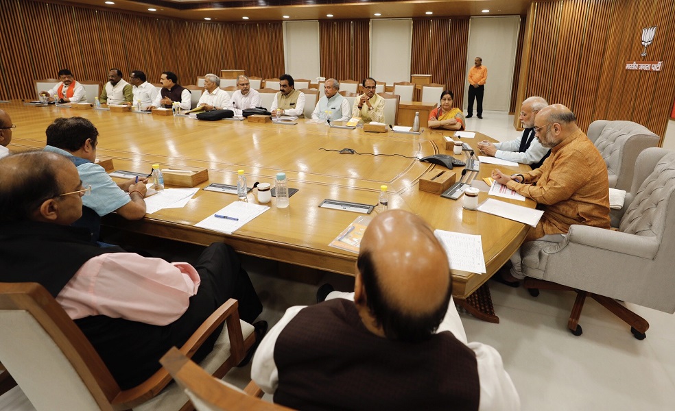 Photographs : BJP Central Election Committee meeting for Mizoram, Telangana and Madhya Pradesh at BJP HQ, New Delhi.