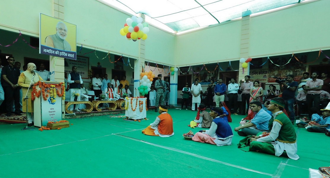 Photographs : BJP National President Sh Amit Shah interacting specially abled children & celebrating PM Shri Narendra Modi ji's birthday as Sewa Diwas and addressing Shakti Kendra Sammelan in Bhilwara