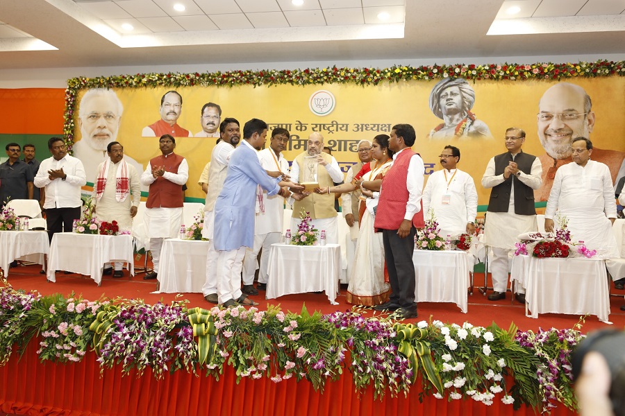 Photographs : BJP National President, Shri Amit Shah addressing a meeting of intellectuals and leaders of Tribal community in Ranchi (Jharkhand)