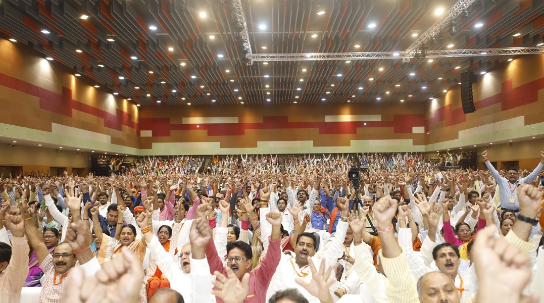 Photographs : BJP National President Shri Amit Shah addressing a meeting of Social media volunteers in Varanasi, Uttar Pradesh