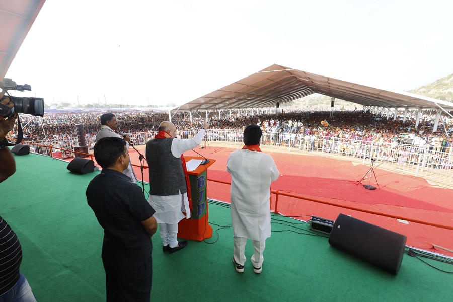  Photographs : BJP National President, Shri Amit Shah addressing a public meeting in Amangal (Telangana)