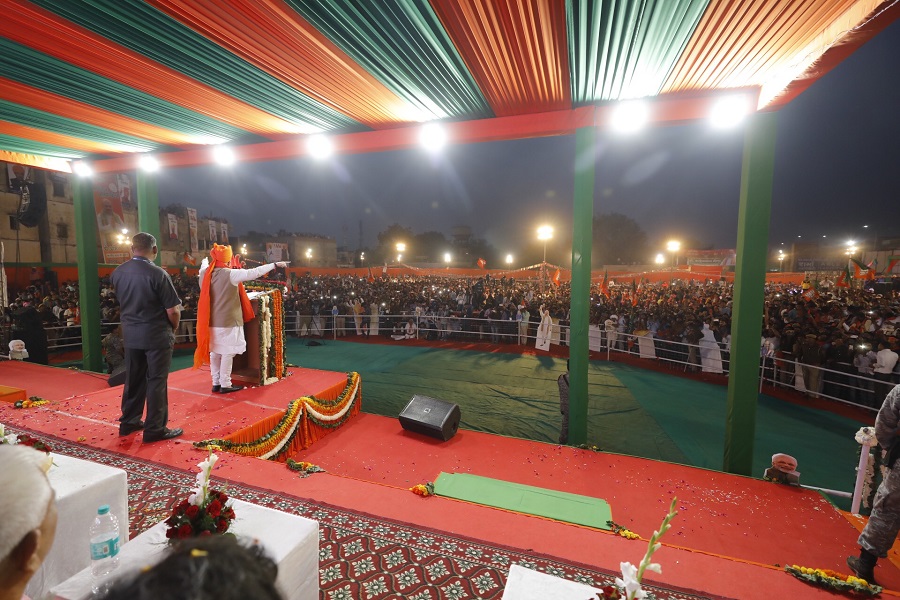 Photographs : BJP National President Shri Amit Shah addressing a public meeting in Bassi (Rajasthan)