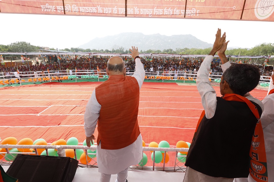 Photographs : BJP National President, Shri Amit Shah addressing a public meeting in Jalore (Rajasthan)