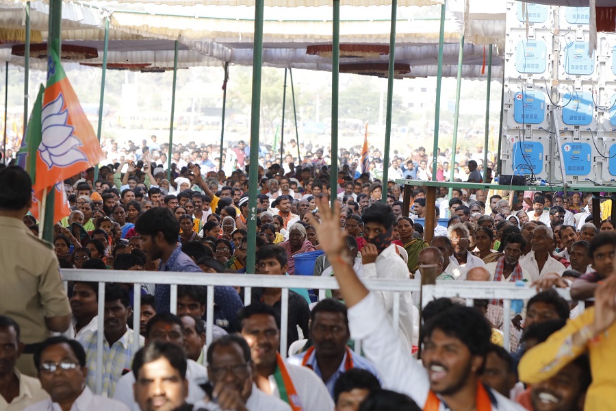 Photographs : BJP National President, Shri Amit Shah addressing a public meeting in Nirmal (Telangana)