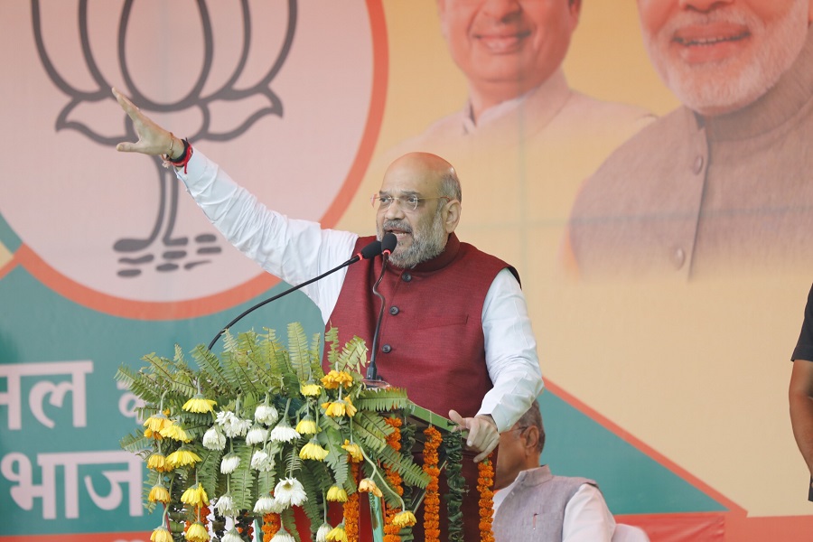 Photographs : BJP National President Shri Amit Shah addressing a public meeting in Rewa (Madhya Pradesh)