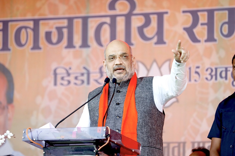 Photographs : BJP National President, Shri Amit Shah addressing a sammelan of Tribal community in Dhindori (Madhya Pradesh)