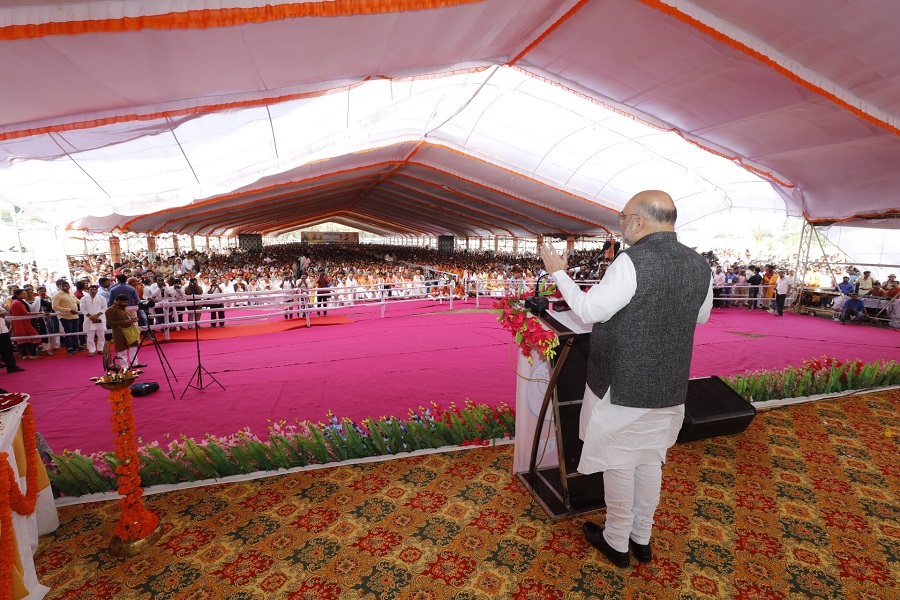 Photographs : BJP National President, Shri Amit Shah addressing Booth karyakarta sammelan of Rewa and Shahdol division in Rewa (Madhya Pradesh)