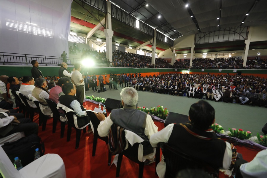 Photographs : BJP National President, Shri Amit Shah addressing Booth level karyakarta sammelan in Aizawl (Mizoram)