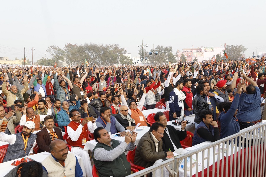  BJP National President, Shri Amit Shah addressing Booth Presidents Sammelan of Western Uttar Pradesh in Gajraula