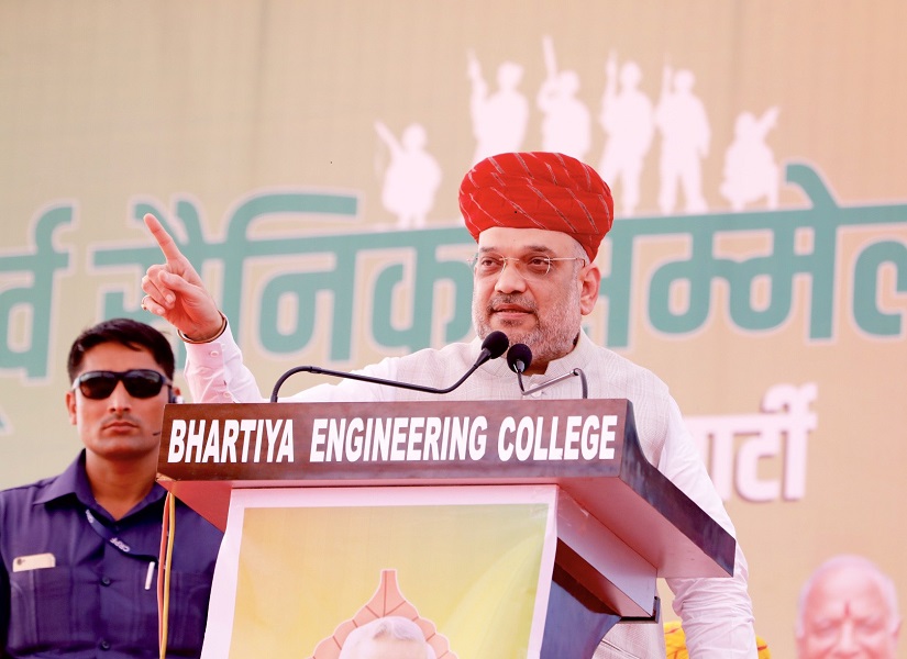 Photographs : BJP National President, Shri Amit Shah addressing Ex-servicemen sammelan of Jaipur division in Sikar (Rajasthan)