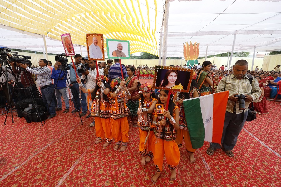 Photographs : BJP National President, Shri Amit Shah addressing Gujarati Samaj Sammelan in Bhilai, Chhattisgarh