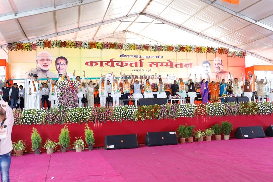 Photographs : BJP National President Shri Amit Shah addressing Karyakarta Sammelan of Indore division in Indore (Madhya Pradesh)