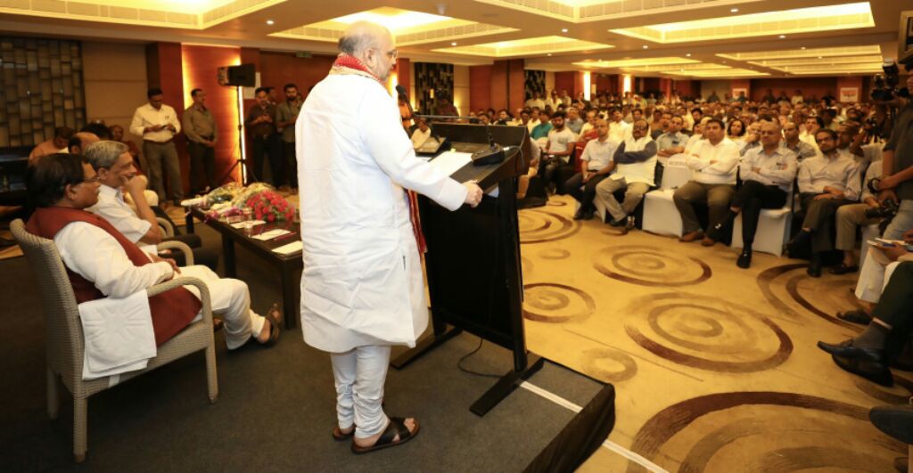 BJP National President, Shri Amit Shah addressing meeting of Intellectuals and Eminent Citizens at Hotel Taj Vivanta Goa on 1 July 2017