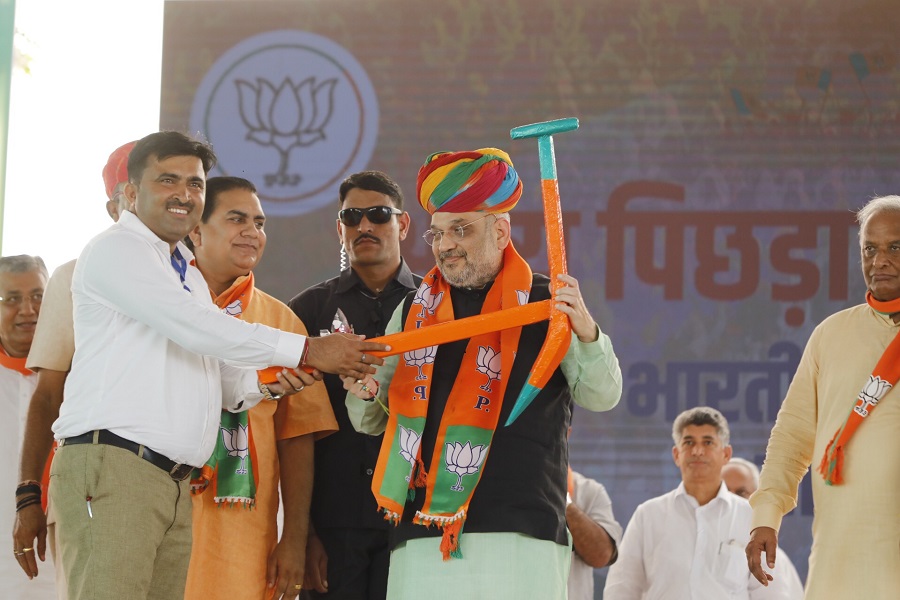 Photographs : BJP National President Shri Amit Shah addressing OBC Sammelan of Jodhpur division in Pali (Rajasthan)