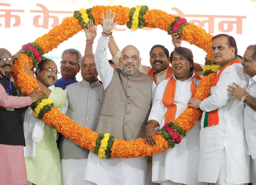 Photographs : BJP National President, Shri Amit Shah addressing public meeting in Gangapur City (Rajasthan).