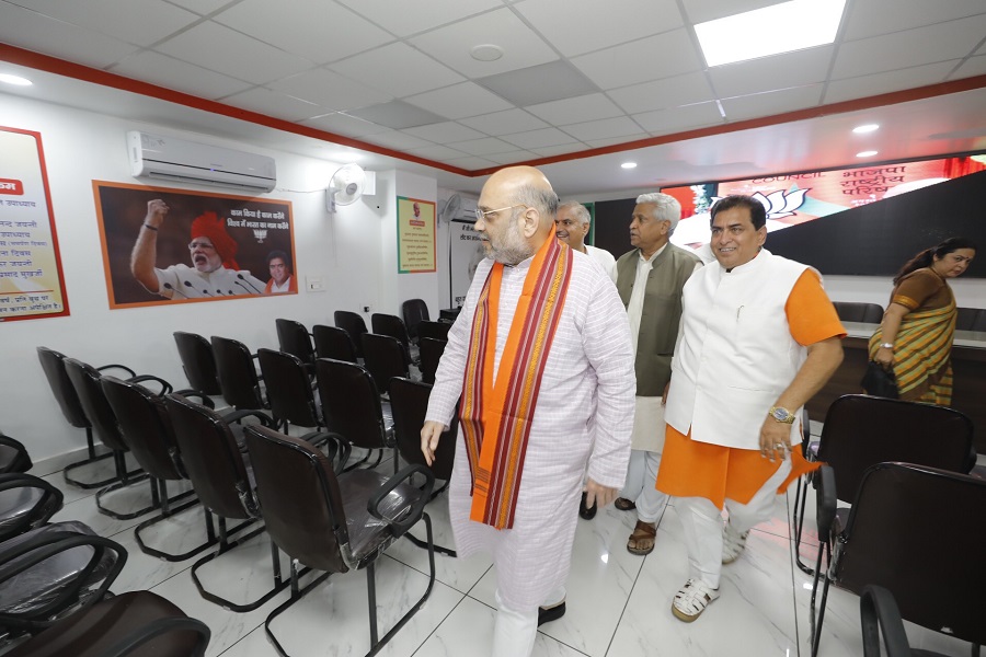 Photographs : BJP National President Shri Amit Shah inaugurating BJP Karol District Office in New Delhi.