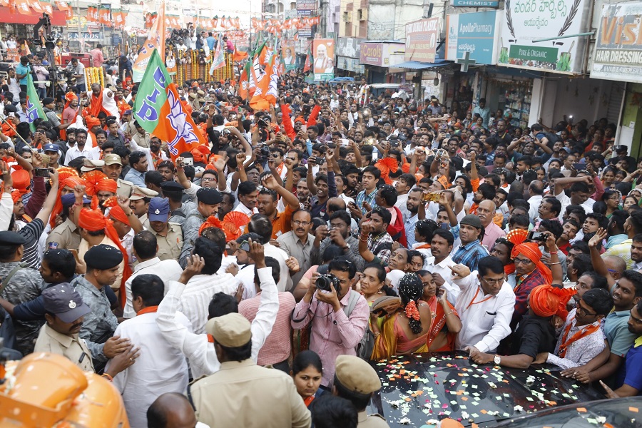 Photographs : BJP National President Shri Amit Shah ji's road show in Hyderabad (Telangana)