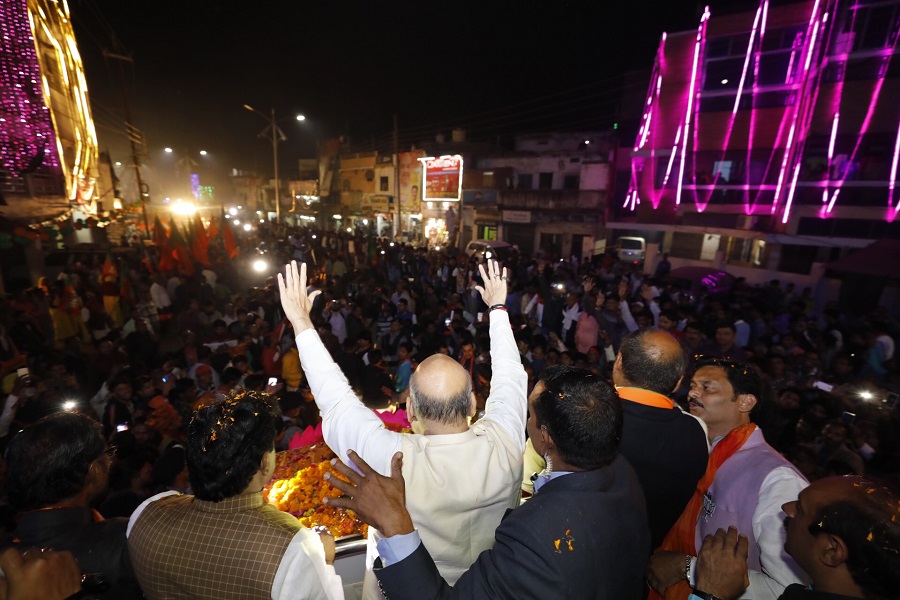 Photographs : BJP National President Shri Amit Shah ji's road show in Katni, Madhya Pradesh.