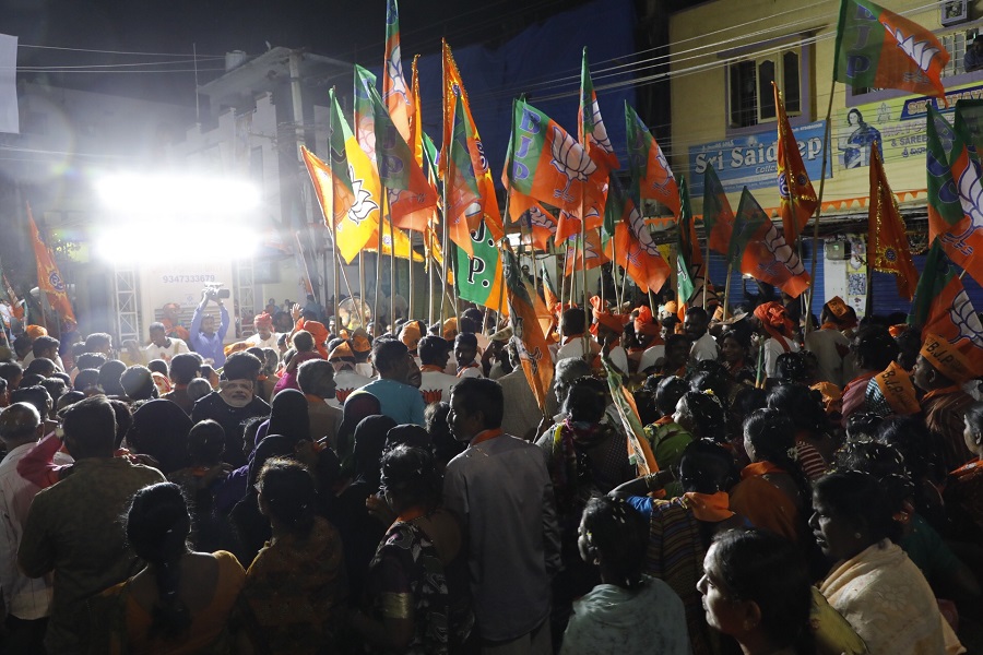 Photographs : BJP National President Shri Amit Shah ji's road show in Malkajgiri (Telangana)