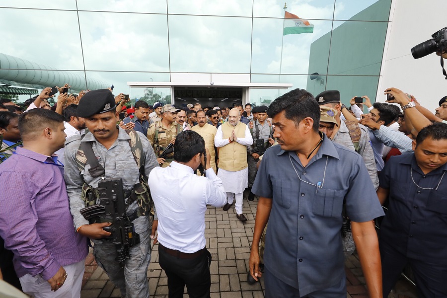 Photographs : BJP National President, Shri Amit Shah ji's rousing reception on his arrival at Ranchi (Jharkhand) 