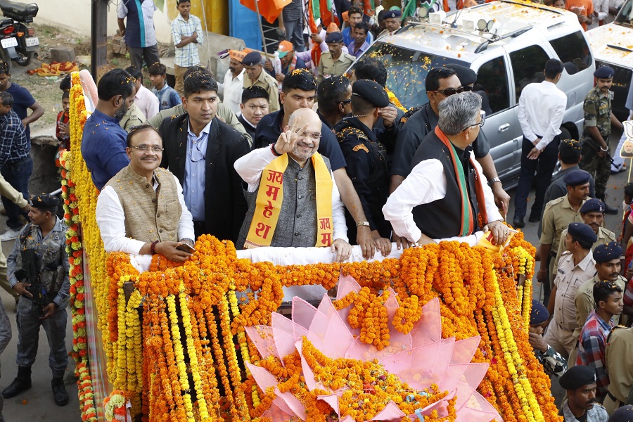 Photographs : BJP National President, Shri Amit Shah's road show in Rajnandgaon (Chhattisgarh)