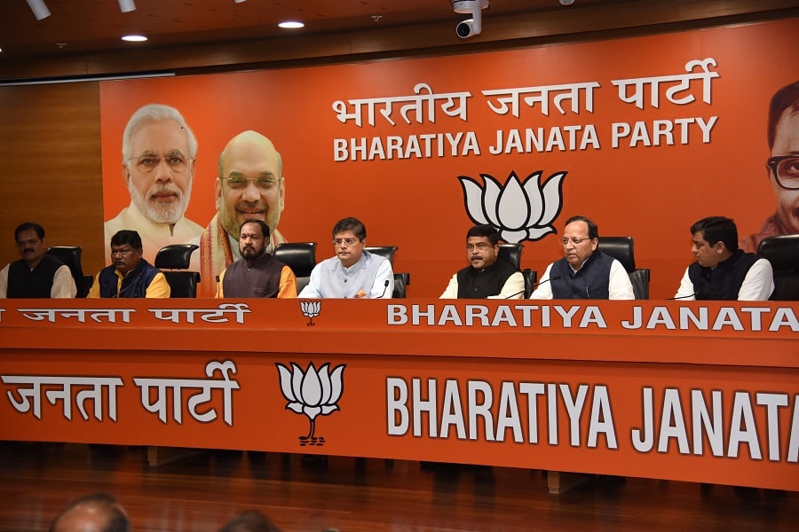 Photographs : Former BJD Leader, Shri Baijayant Jay Panda joining BJP in presence of BJP National President Shri Amit Shah at BJP HQ, 6A Deendayal Upadhyay Marg, New Delhi.