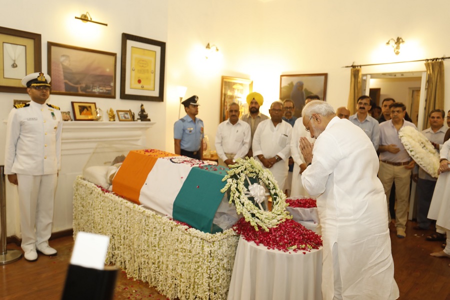 Photographs : Hon’ble Prime Minister, Shri Narendra Modi and BJP National President, Shri Amit Shah paid floral tributes to former Prime Minister, Shri Atal Bihari Vajpayee ji at BJP HQ, 6A Deendayal Upadhyay Marg, New Delhi