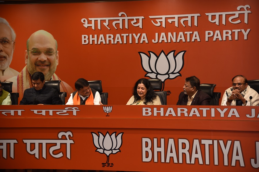 Photographs : Smt Moushumi Chatterjee joining BJP in presence of BJP National President Shri Amit Shah at BJP HQ, 6A, Deendayal Upadhyay Marg, New Delhi