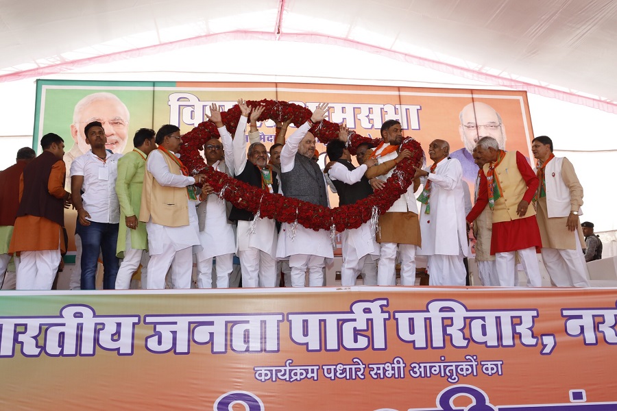 Photographs: BJP National President Shri Amit Shah addressing a public meeting in Narsinghpur (Madhya Pradesh)