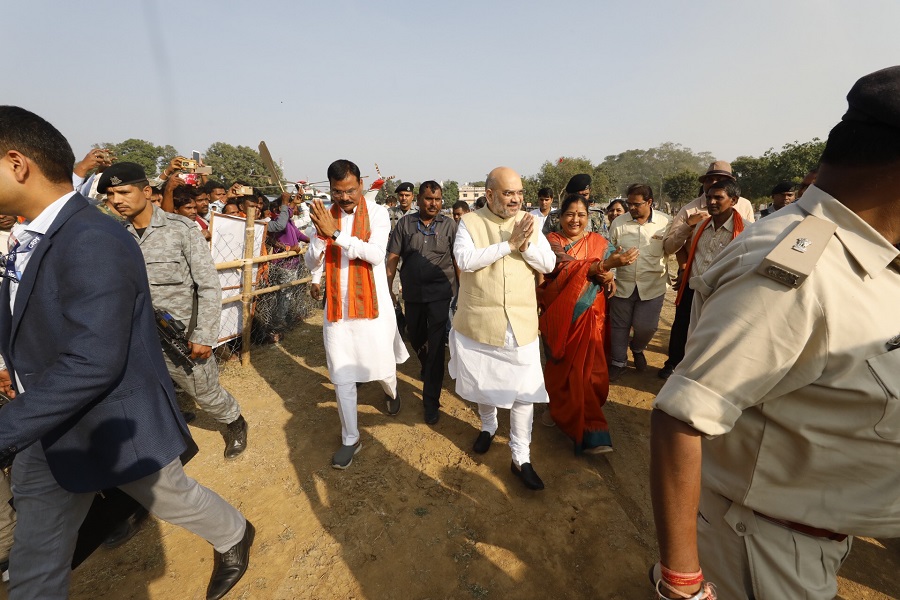 Photographs: BJP National President Shri Amit Shah addressing a public meeting in Pamgarh, Shivrinarayan, Distt. Janjgir-Champa (Chhattisgarh)