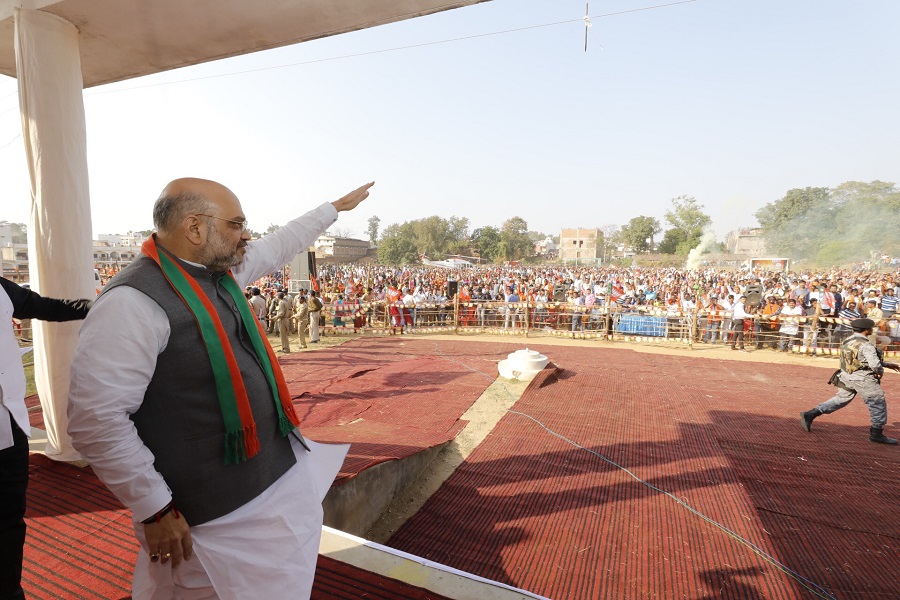 Photographs: BJP National President Shri Amit Shah addressing a public meeting in Pathalgaon, District Jashpur (Chhattisgarh)