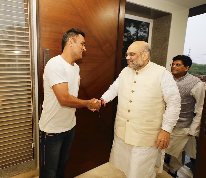 Photographs: BJP National President Shri Amit Shah met Shri Mahendra Singh Dhoni as a part of Sampark For Samarthan initiative in New Delhi.