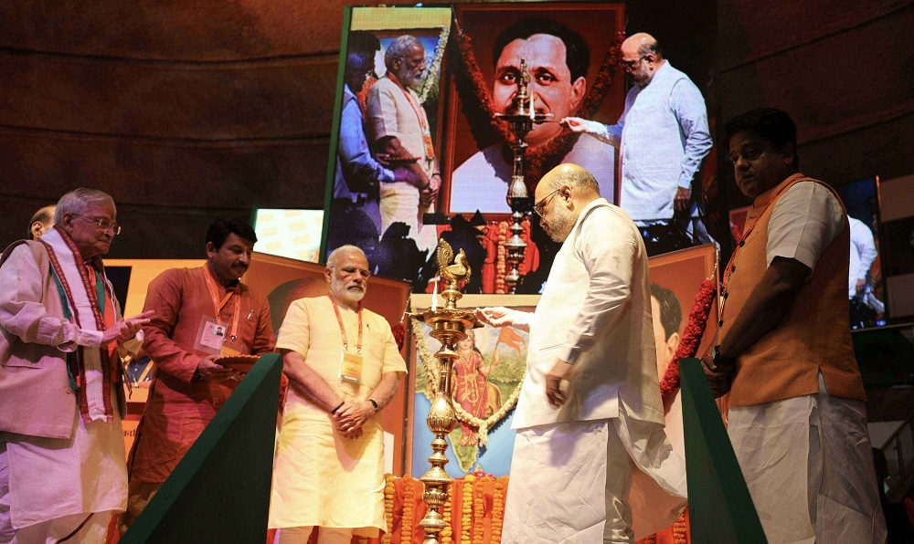 Photographs of BJP National Executive Meeting at Talkatora Stadium, New Delhi.