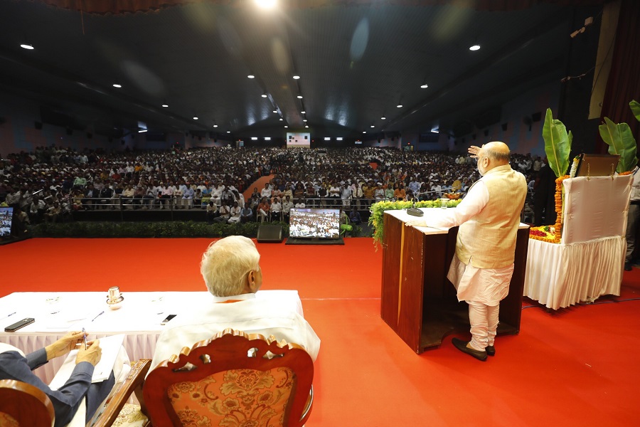 Photographs of BJP National President Shri Amit Shah addressing a seminar on "Life and mission of Chanakya in today's context" in Pune (Maharashtra)