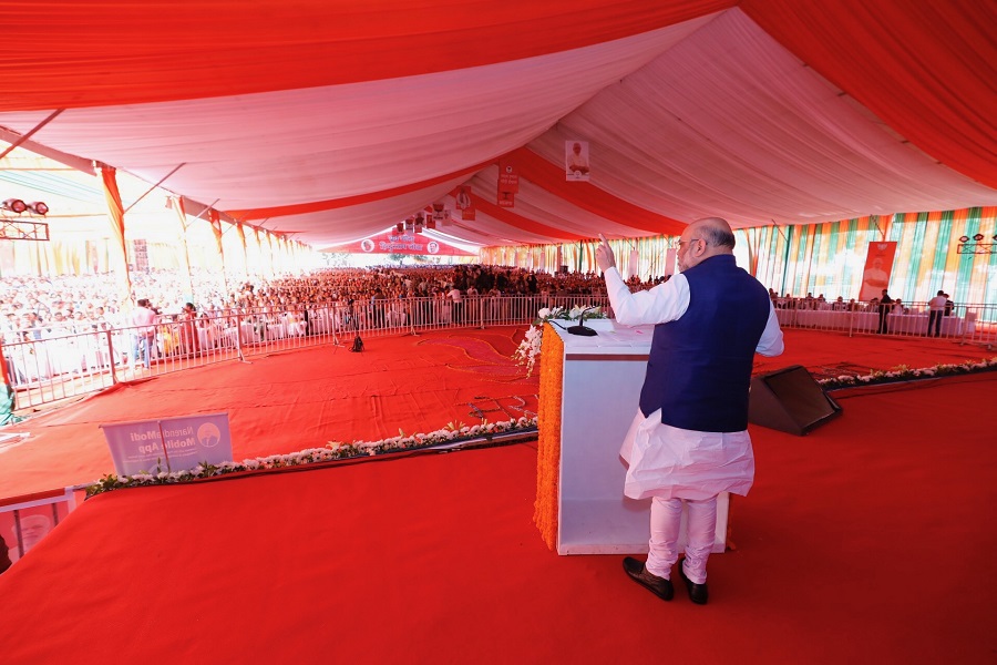  BJP National President, Shri Amit Shah addressing Shakti Kendra Sammelan in Hissar(Haryana). Kindly cover.