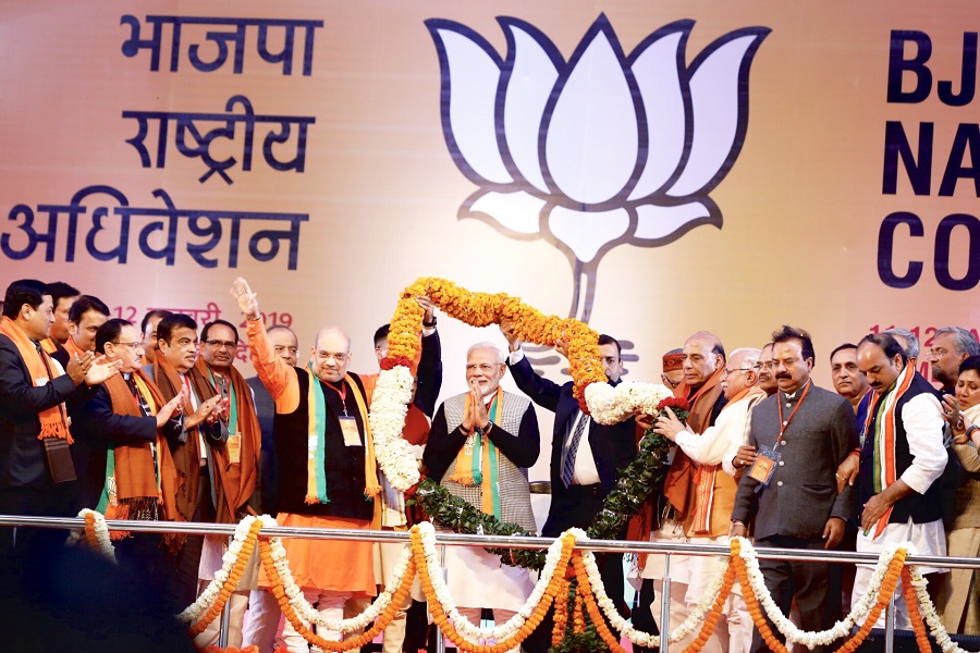 PHOTOGRAPHS OF THE INAUGURAL DAY OF BJP NATIONAL CONVENTION AT RAMLILA GROUND, NEW DELHI ON 11 JAN 2019