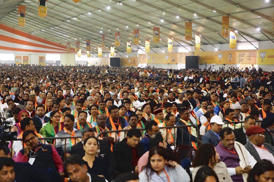 PHOTOGRAPHS OF THE INAUGURAL DAY OF BJP NATIONAL CONVENTION AT RAMLILA GROUND, NEW DELHI ON 11 JAN 2019