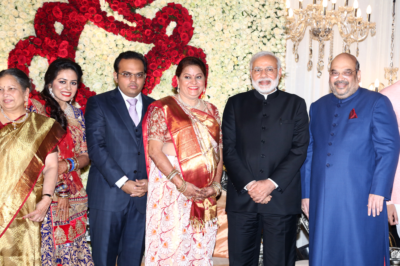 Hon'ble President & Prime Minister attended BJP President, Amit Shah's son (Jay Weds Rishita) receptions in New Delhi on February 15, 2015