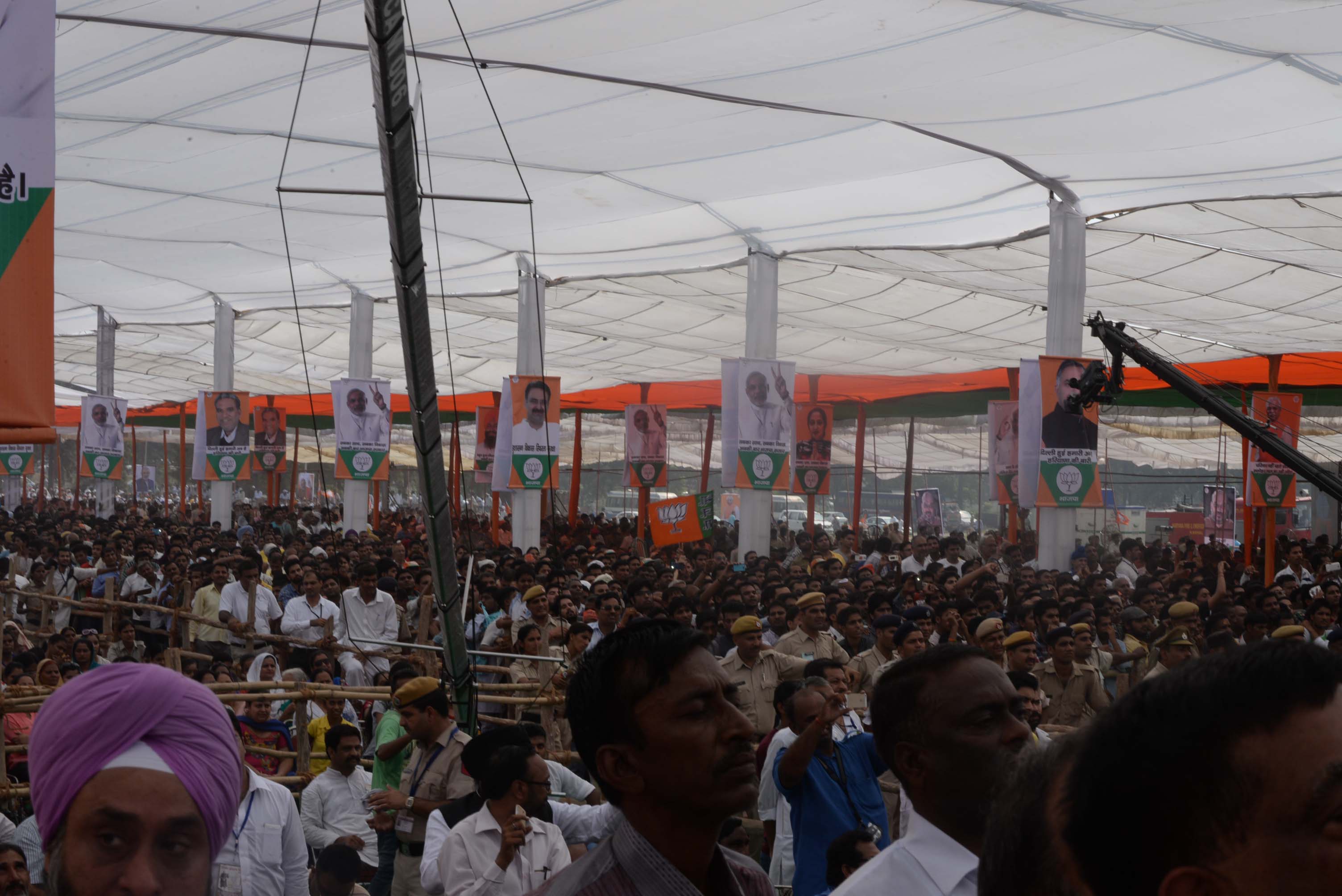 Prime Minister, Shri Narendra Modi launching BJP Election Campaign in Haryana, addresses massive election rally in Karnal on October 4, 2014