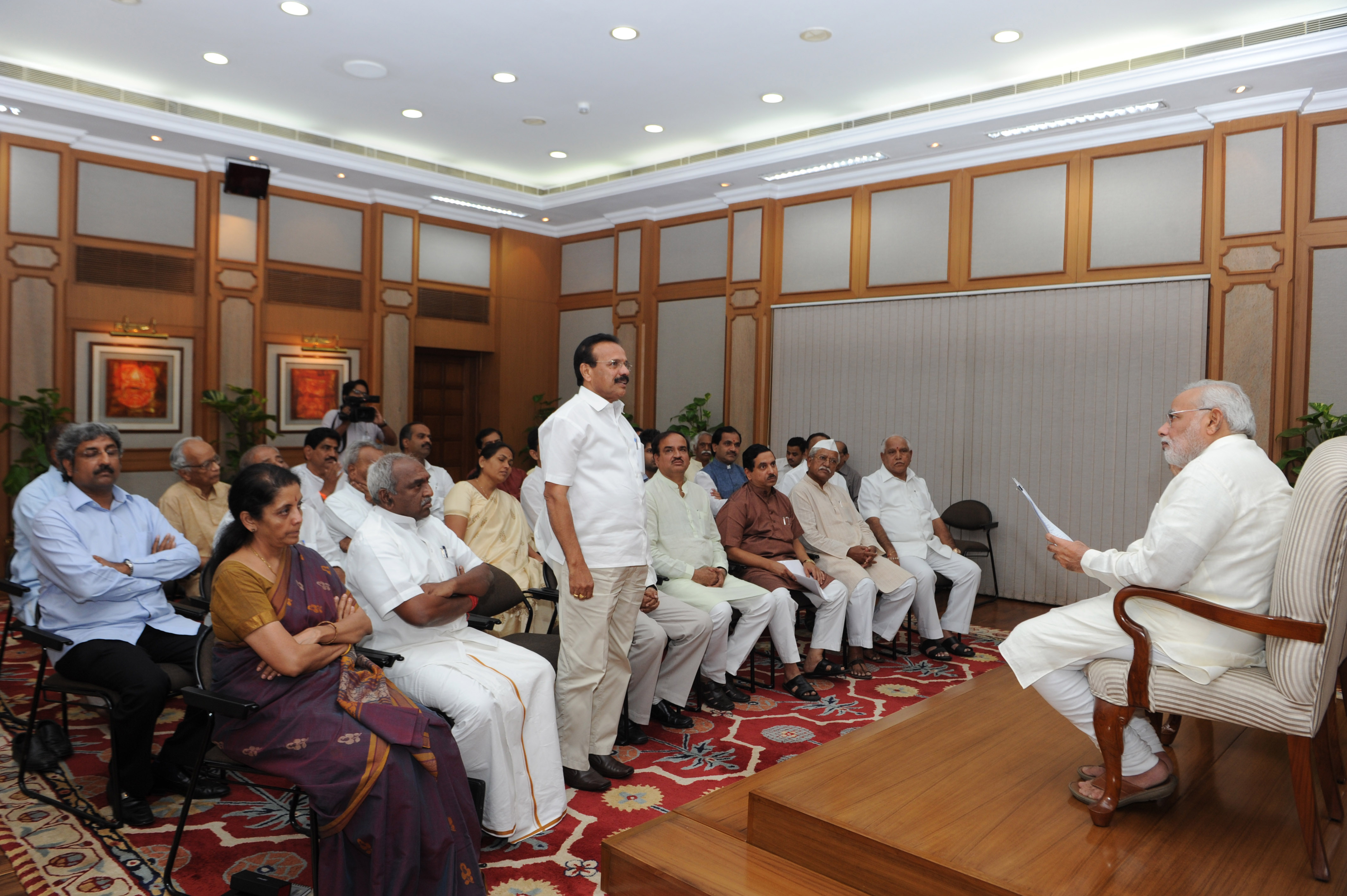 Prime Minister's Shri Narendra Modi's meeting with 5 Southern States BJP MPs at 7 Race Course Road, New Delhi on August 7, 2014