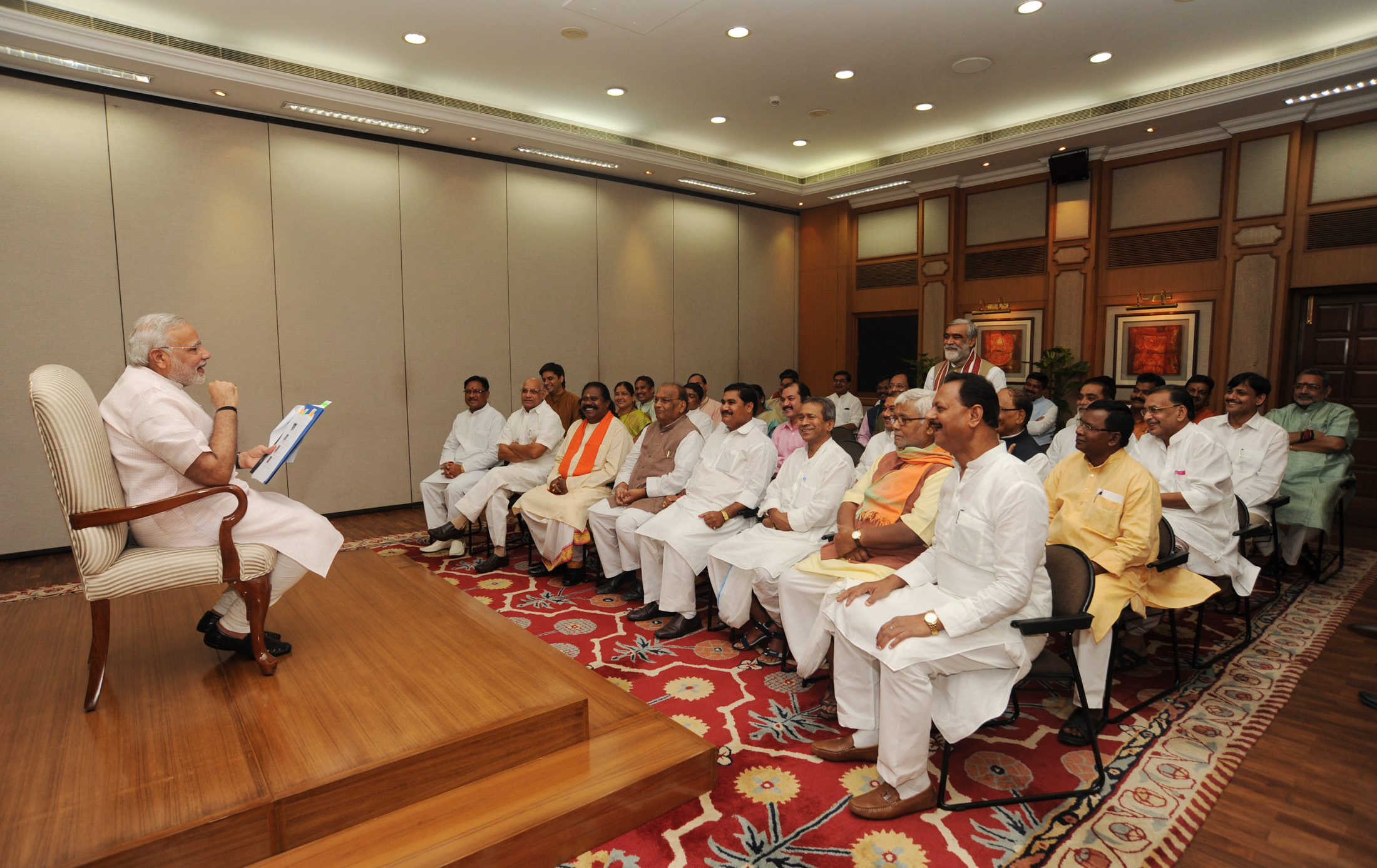 Prime Minister's Shri Narendra Modi's meeting with Bihar & Chhattisgarh BJP MPs at 7 Race Course Road, New Delhi on August 6, 2014