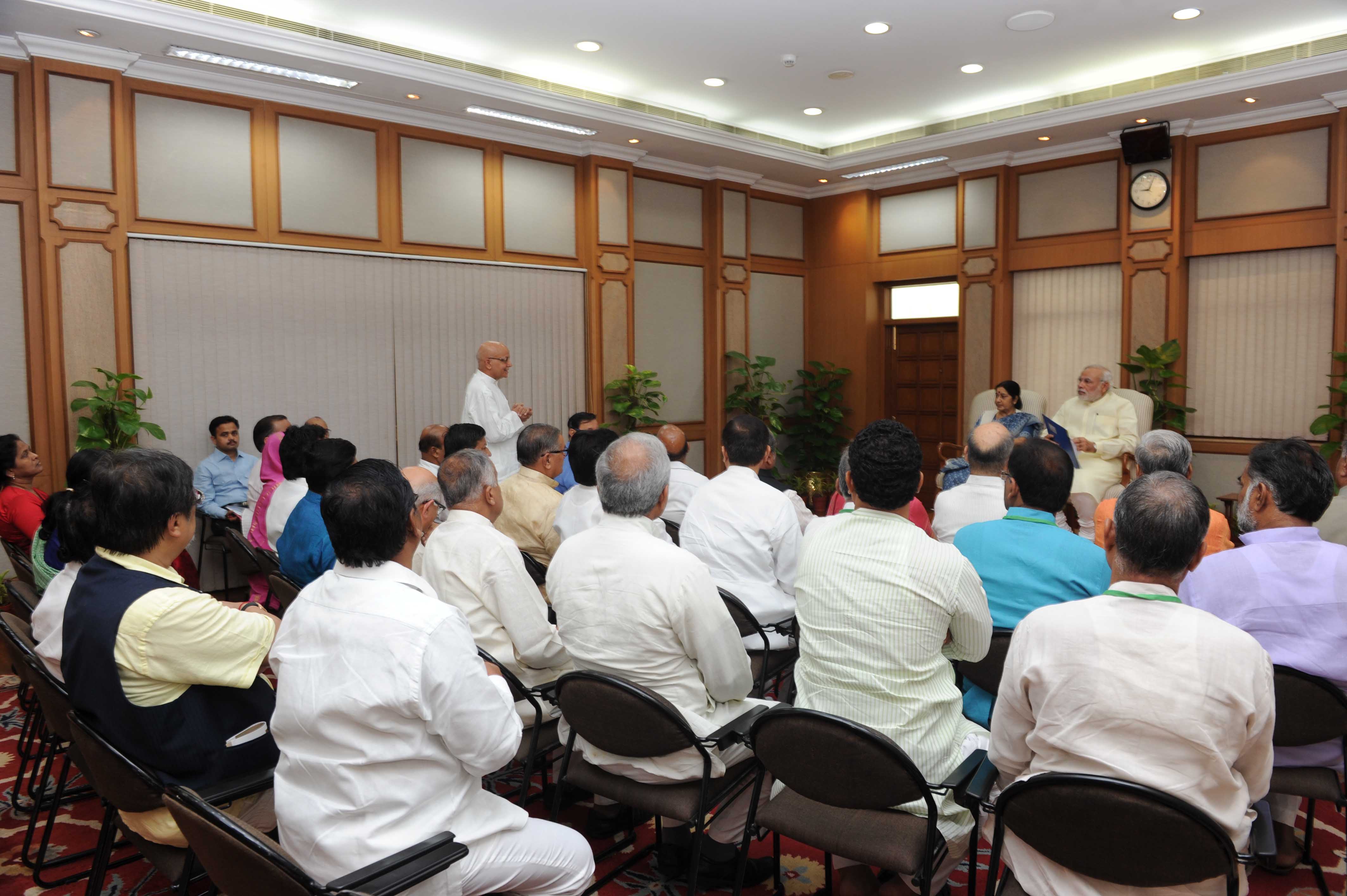 Prime Minister's Shri Narendra Modi's meeting with Madhya Pradesh BJP MPs at 7 Race Course Road, New Delhi on August 1, 2014 