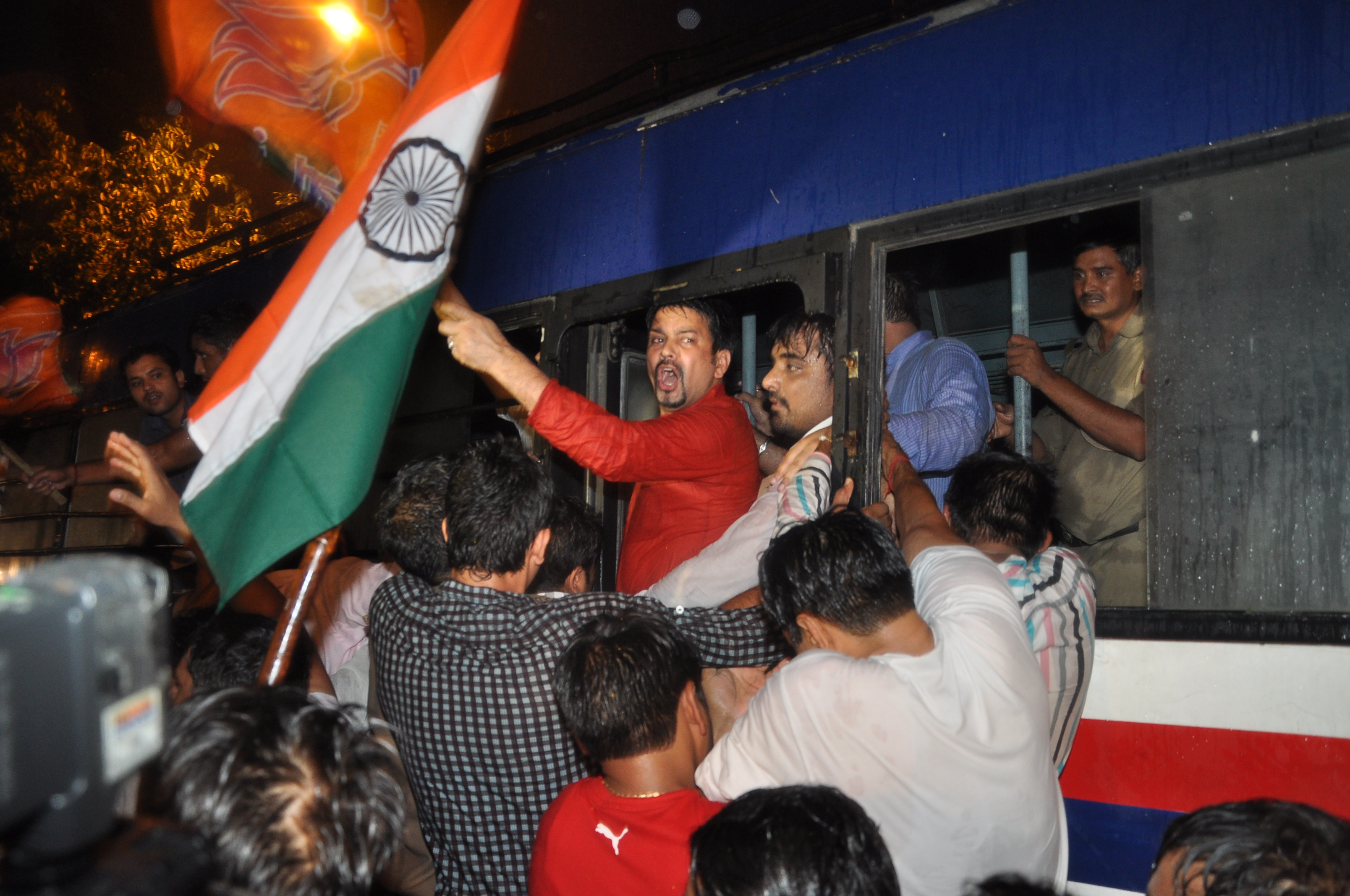 Bharatiya Janata Yuva Morcha (BJYM) protest demonstration against killing solders of Indian Army on August 06, 2013